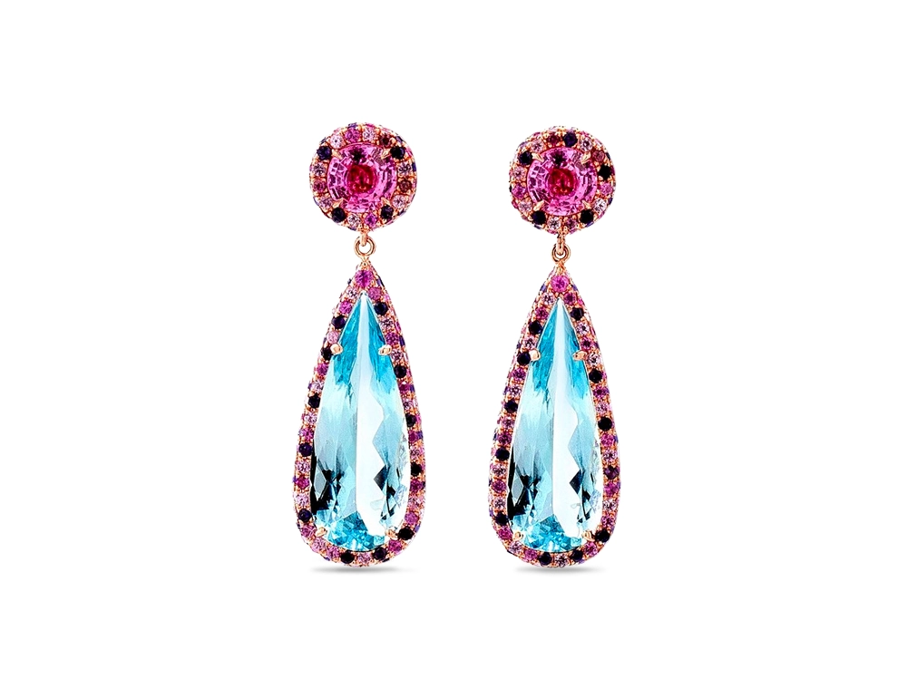 Colorful Jewelry 2 aquamarine earrings in 18K white gold