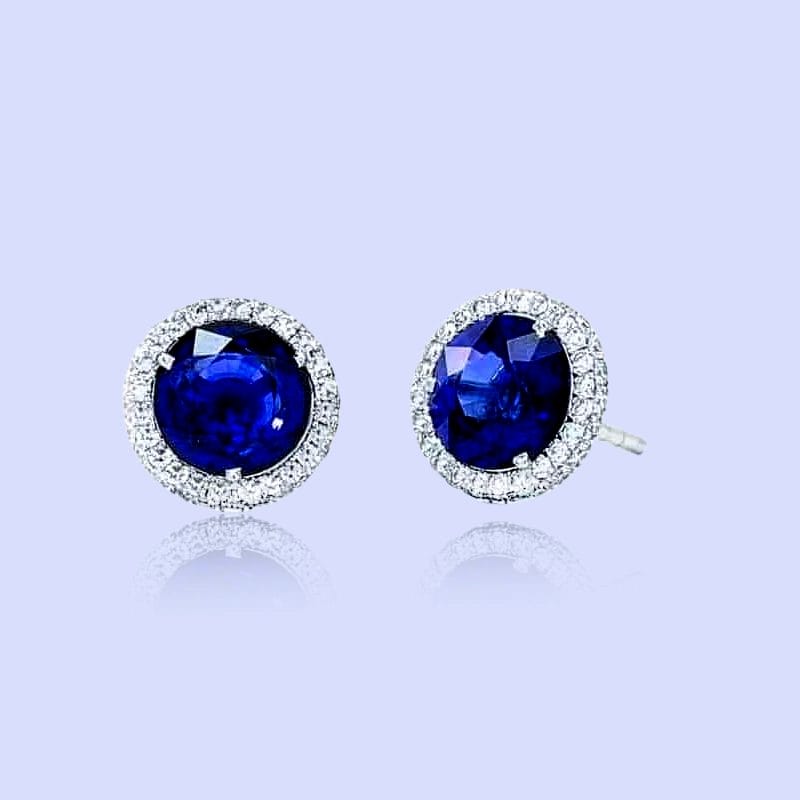 blue sapphire diamond stud earrings