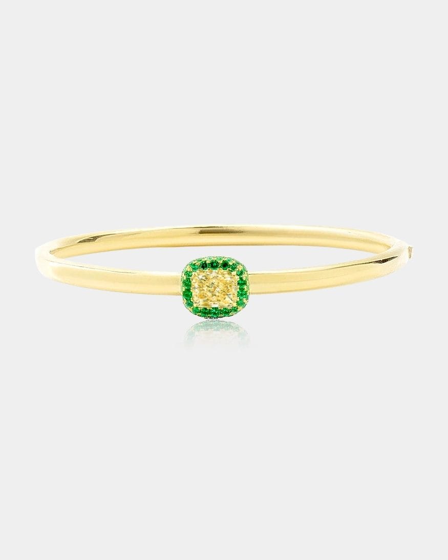 Fancy Yellow Diamond with Emeralds Bracelet in 18K yellow Gold1