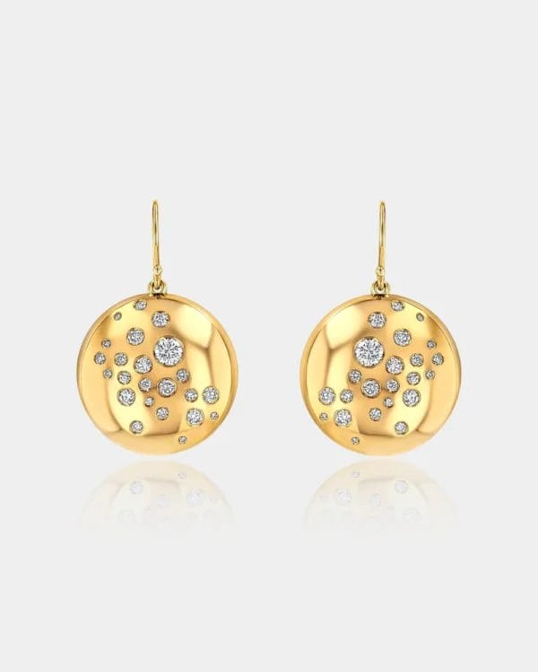 1.15 CT Diamonds Stars Earrings in 18K Yellow Gold